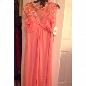 8 Formal Dress Alex Evenings Spring Coral Maxi NEW